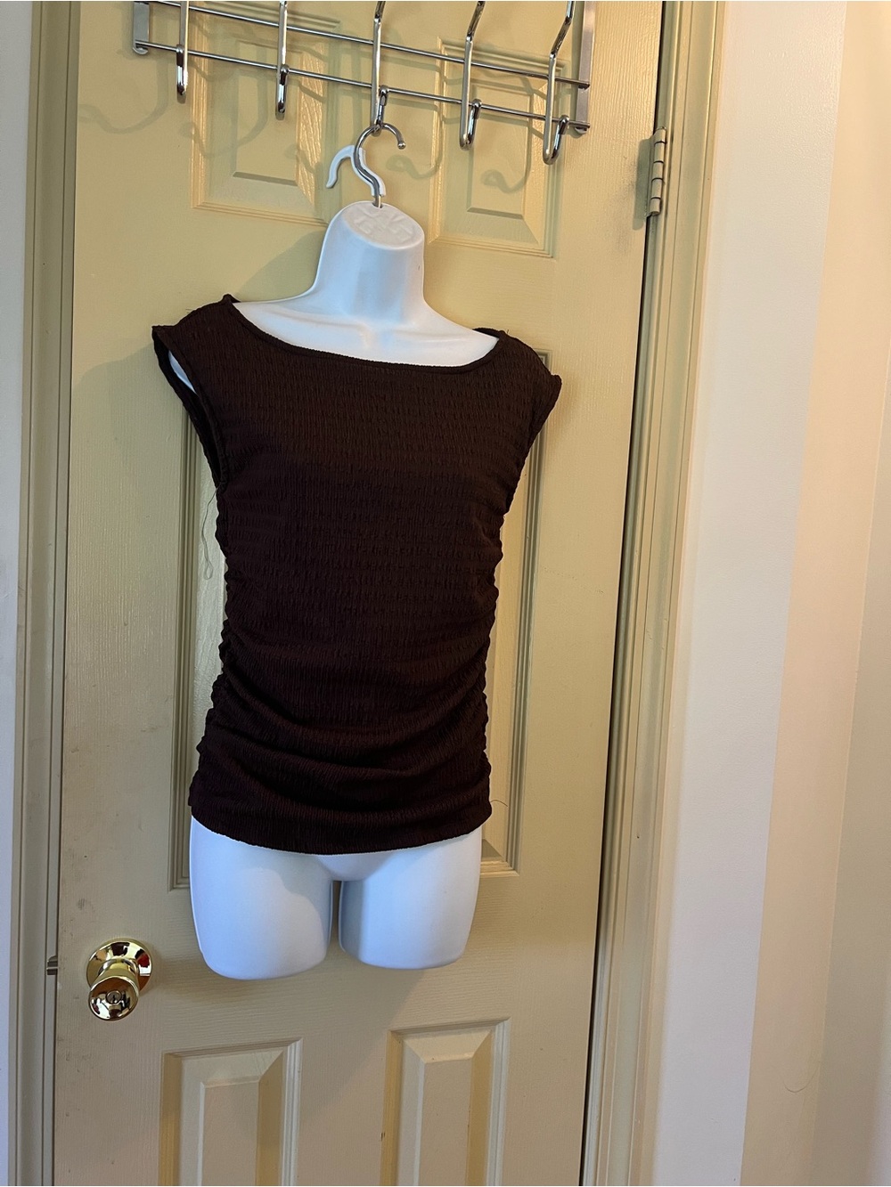 Liz Claiborne Dark Brown Ruched Tank Top